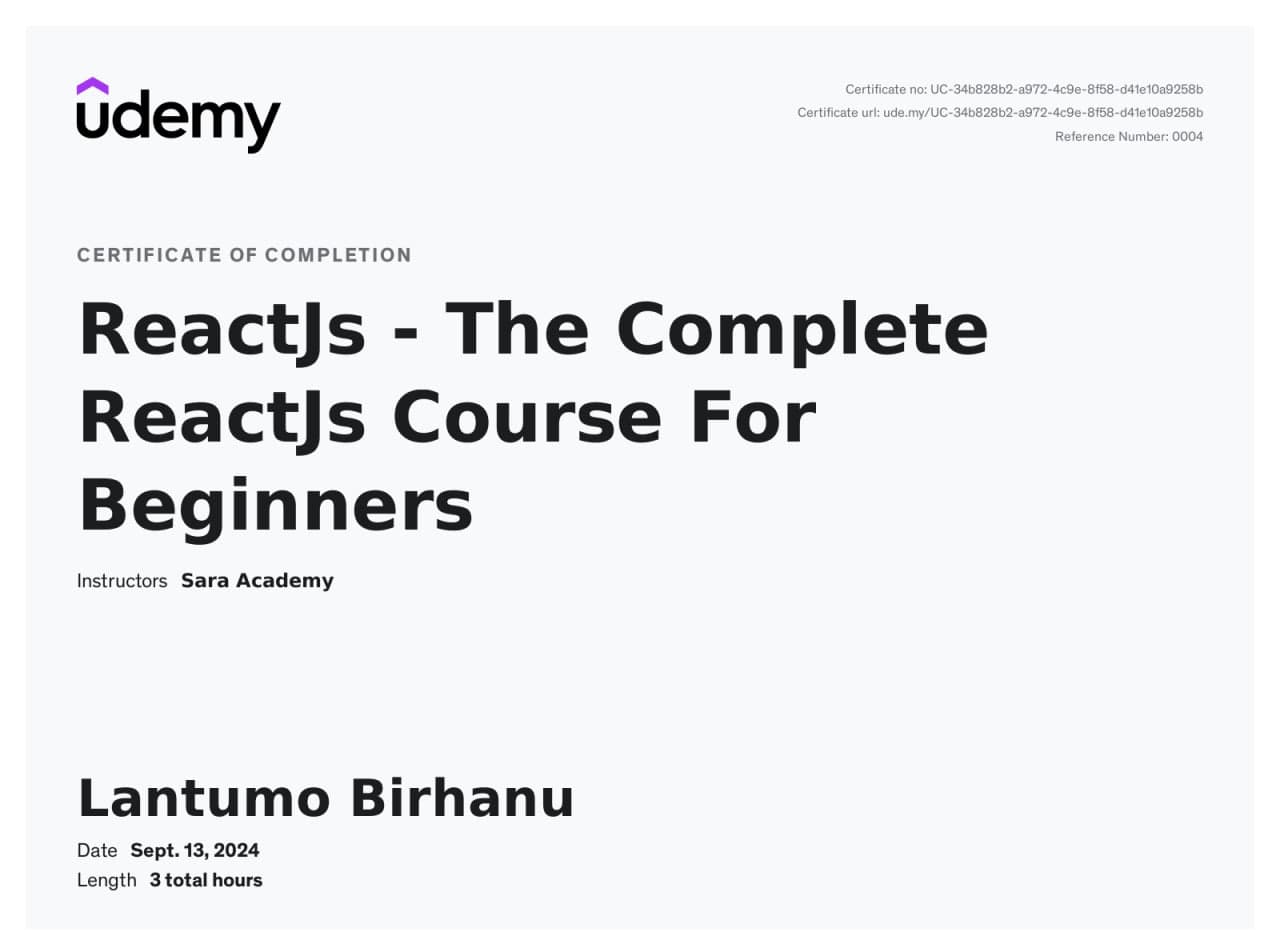 Complete React Developer Certificate